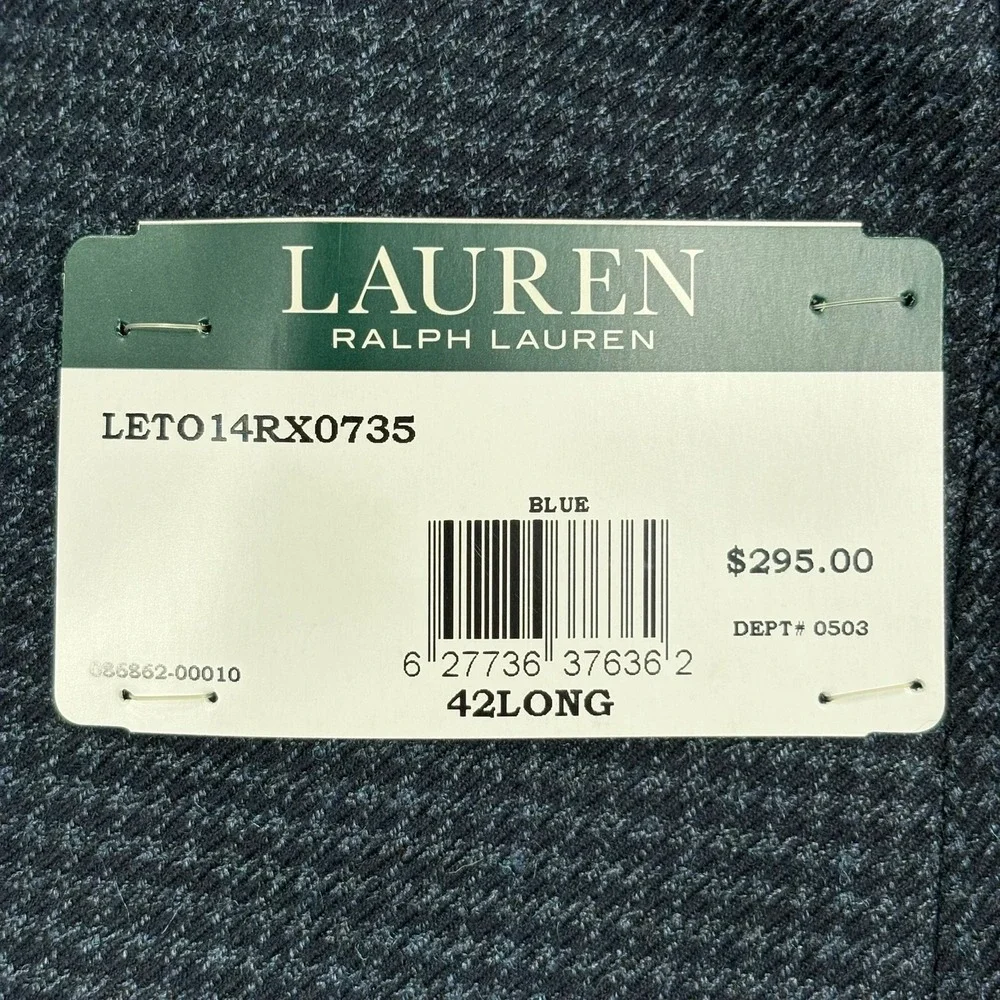 Lauren Ralph Lauren Ultraflex Blazer Mens 42Long Blue Houndstooth Sport Coat NWT